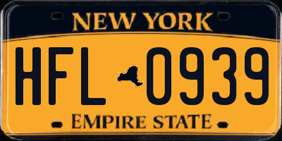 NY license plate HFL0939