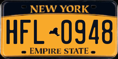 NY license plate HFL0948