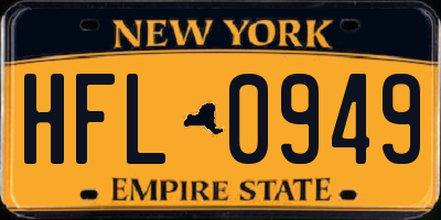 NY license plate HFL0949