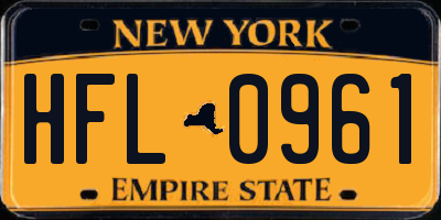 NY license plate HFL0961
