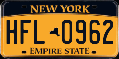 NY license plate HFL0962