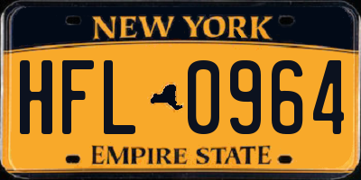 NY license plate HFL0964