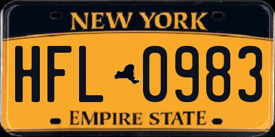 NY license plate HFL0983