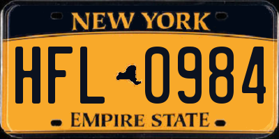 NY license plate HFL0984