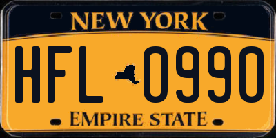 NY license plate HFL0990