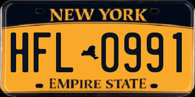 NY license plate HFL0991