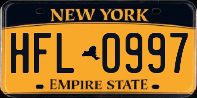 NY license plate HFL0997