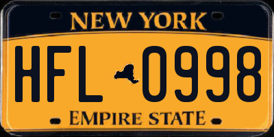 NY license plate HFL0998