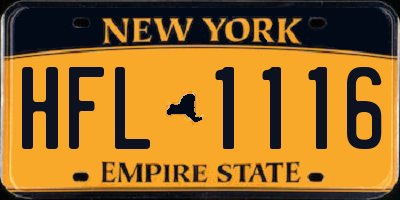 NY license plate HFL1116