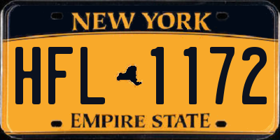NY license plate HFL1172