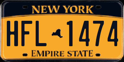 NY license plate HFL1474