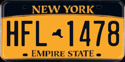NY license plate HFL1478