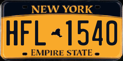 NY license plate HFL1540