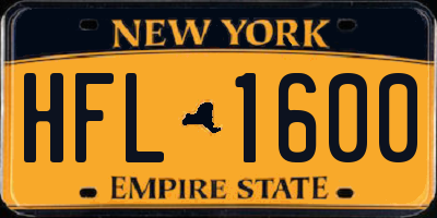 NY license plate HFL1600