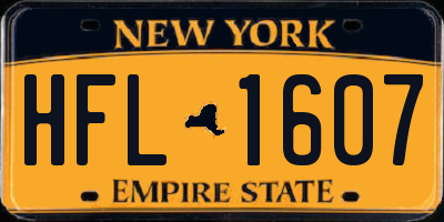 NY license plate HFL1607