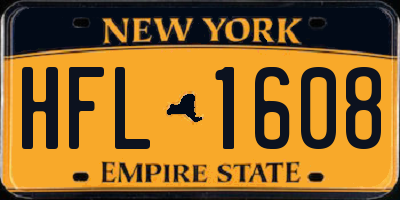 NY license plate HFL1608