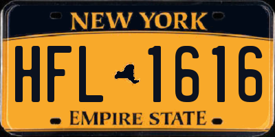 NY license plate HFL1616