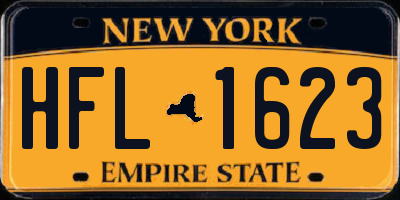 NY license plate HFL1623