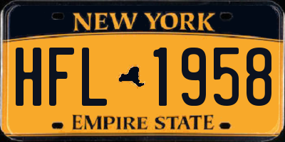 NY license plate HFL1958