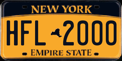 NY license plate HFL2000