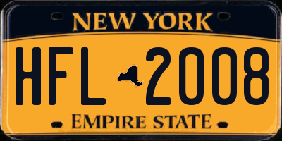 NY license plate HFL2008