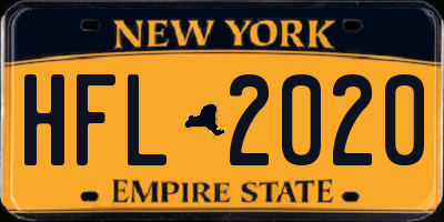NY license plate HFL2020