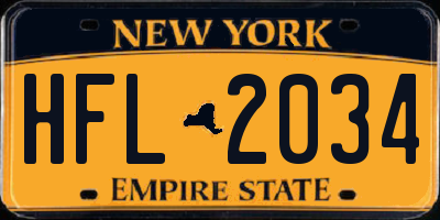 NY license plate HFL2034