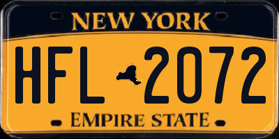 NY license plate HFL2072