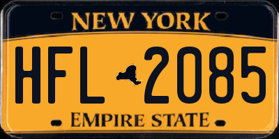 NY license plate HFL2085