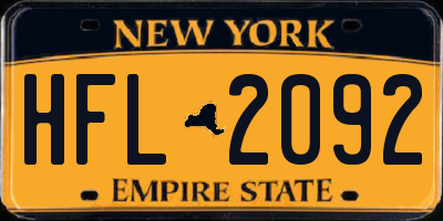 NY license plate HFL2092