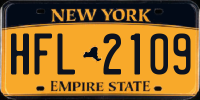 NY license plate HFL2109