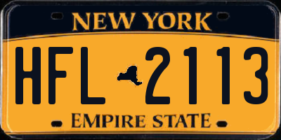 NY license plate HFL2113