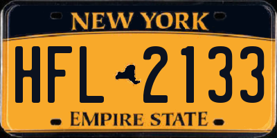 NY license plate HFL2133