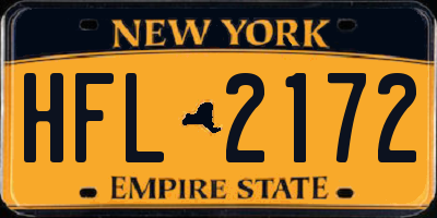 NY license plate HFL2172
