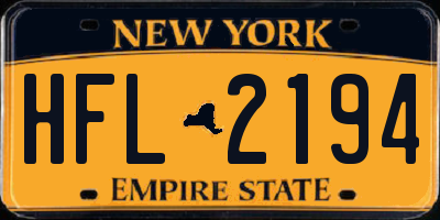 NY license plate HFL2194