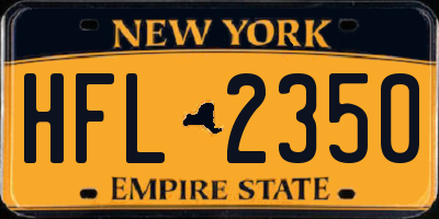 NY license plate HFL2350