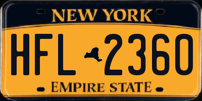 NY license plate HFL2360