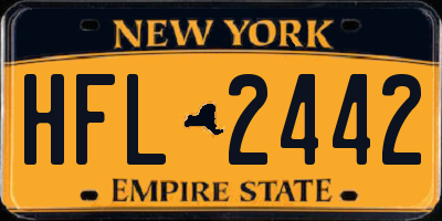 NY license plate HFL2442