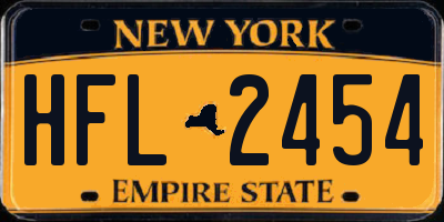 NY license plate HFL2454
