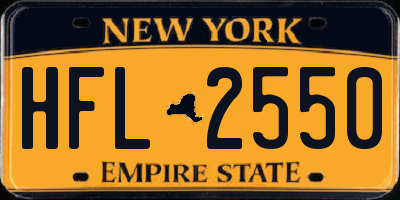 NY license plate HFL2550