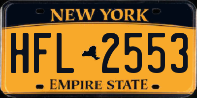 NY license plate HFL2553