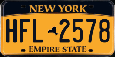 NY license plate HFL2578