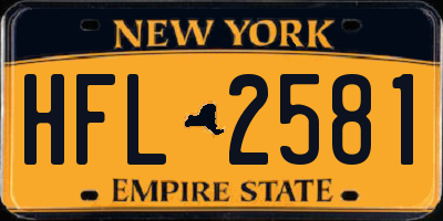NY license plate HFL2581