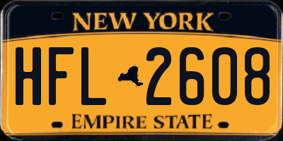 NY license plate HFL2608
