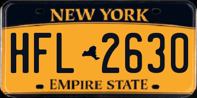 NY license plate HFL2630