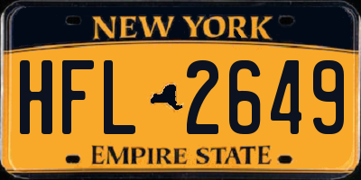 NY license plate HFL2649