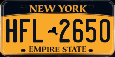 NY license plate HFL2650