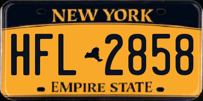 NY license plate HFL2858