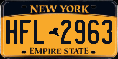 NY license plate HFL2963