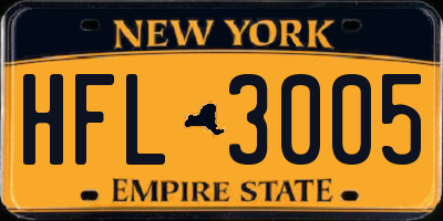 NY license plate HFL3005